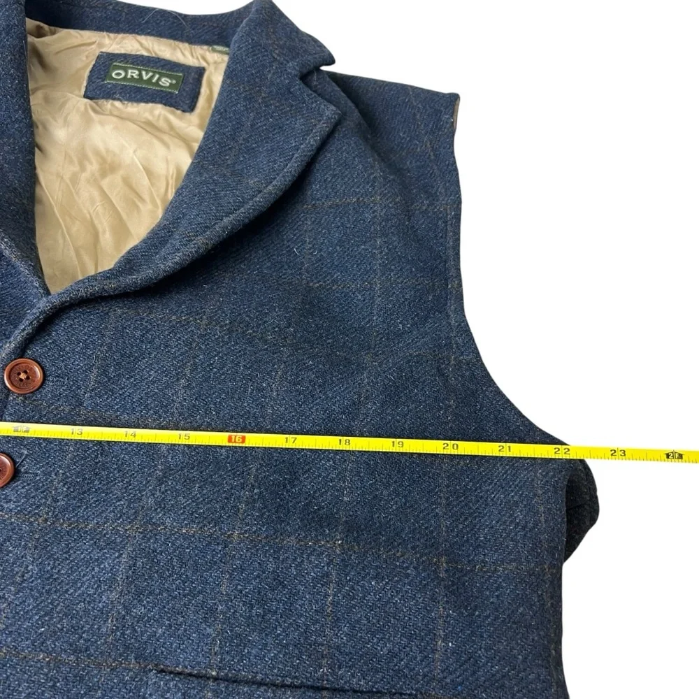 Orvis Men’s XL Navy Wool Windowpane Dress Vest - Picture 4 of 9